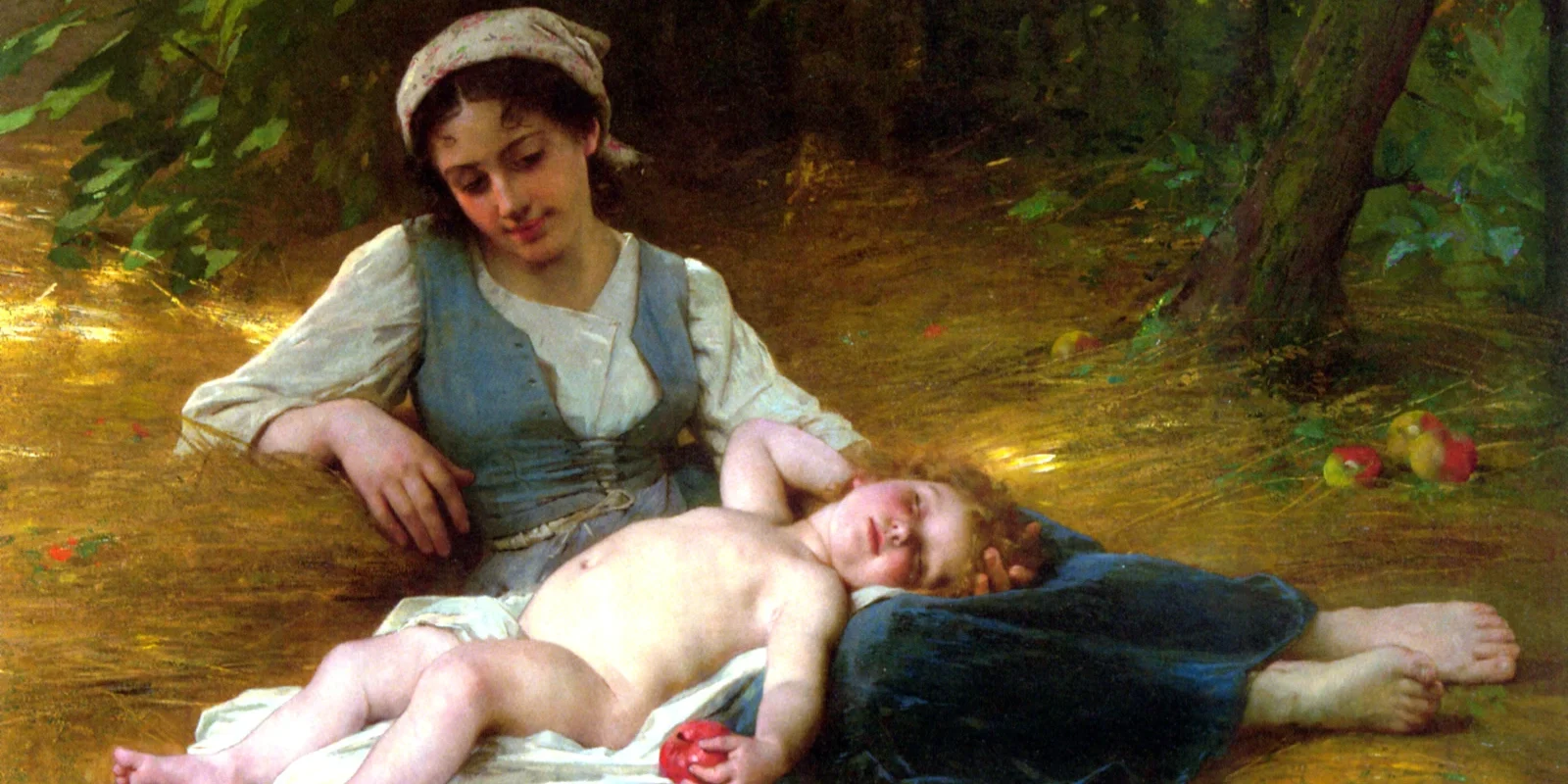 Perrault-Madre con hijo y manzanos