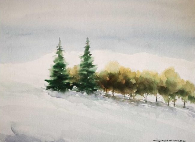 José Alfonso-Paisaje nevado Asturias