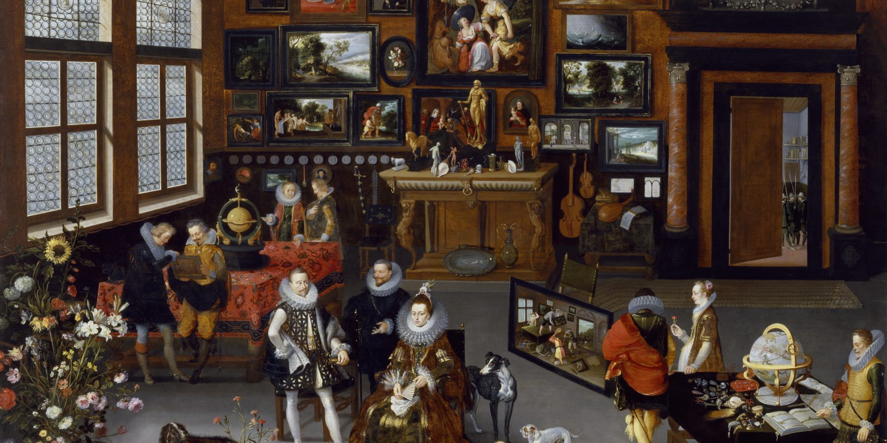 Brueghel el Viejo-Los Archiduques Alberto e Isabel visitando el gabinete de un Coleccionista