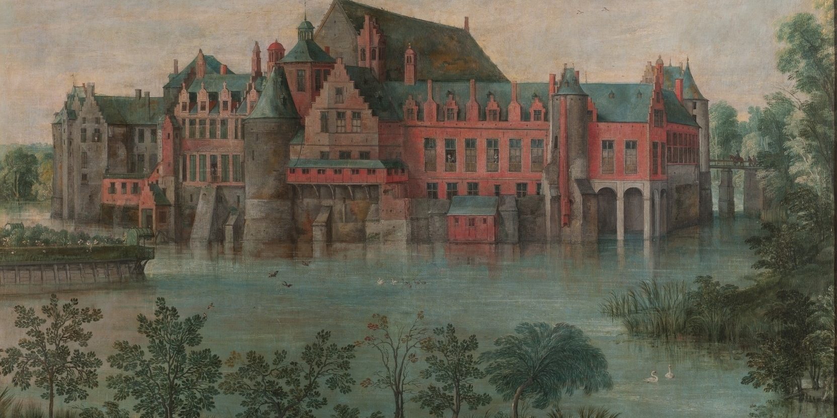 Brueghel el Viejo-Los Archiduques Isabel Clara Eugenia y Alberto en el Palacio de Tervuren en Bruselas