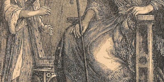 David tocando el arpa ante Saúl